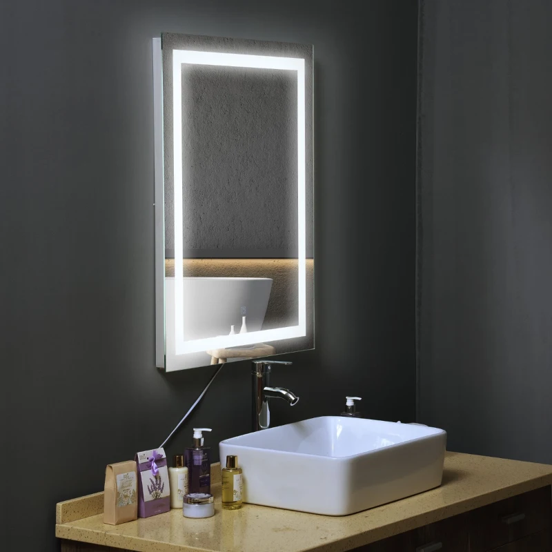 HomCom Modern Touch Activated MUA 36" Illuminated Mounted Bathroom Wall Mirror Defogger - Clear