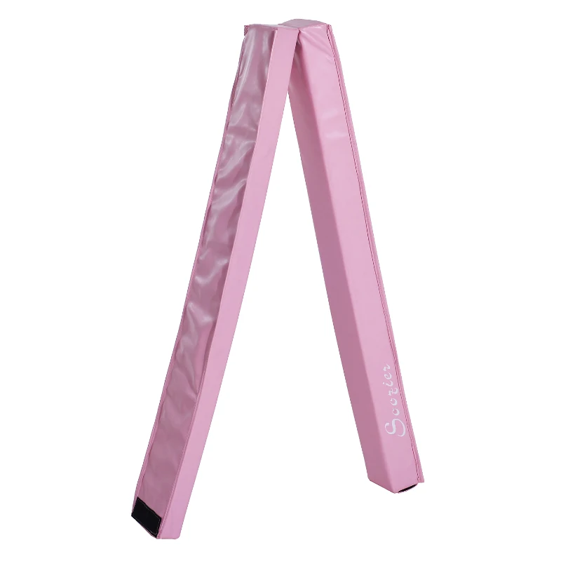 Soozier 8' Folding Stable PU Leather Gymnastics Floor Balance Beam - Pink