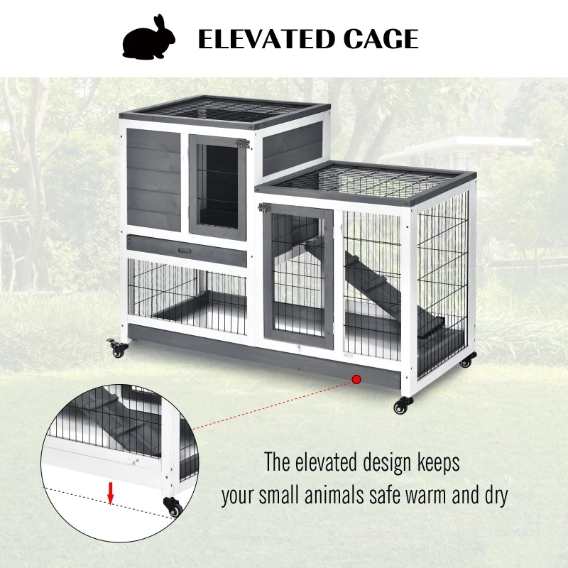 PawHut Deluxe Rabbit Hutch with Spacious Run, Indoor Bunny Cage, Pull-Out Tray for Easy Cleaning, Ideal for Small Animals
