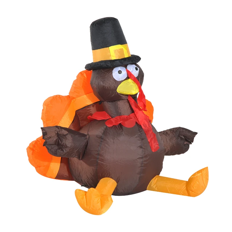 HomCom 3.5ft Outdoor Thanksgiving Inflatable - Mega Pilgrim Turkey