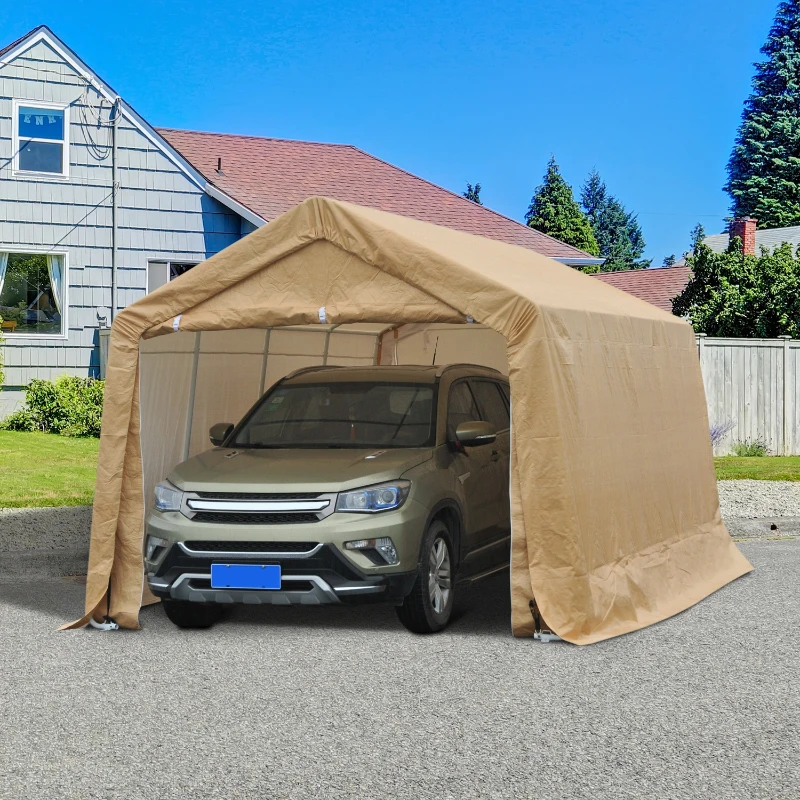 Outsunny 17' x 10.5' Heavy Duty Outdoor Carport Canopy Tent - Beige