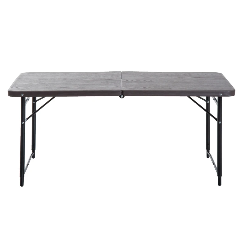 Open Box Outsunny Folding Lightweight Rectangle Picnic Desk Outdoor Height- Adjustable Camping Table