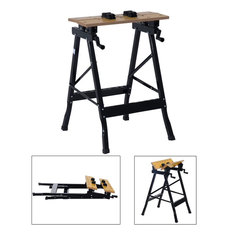 HomCom 25” Adjustable Folding Portable Work Bench and Vise – 385lb Capacity