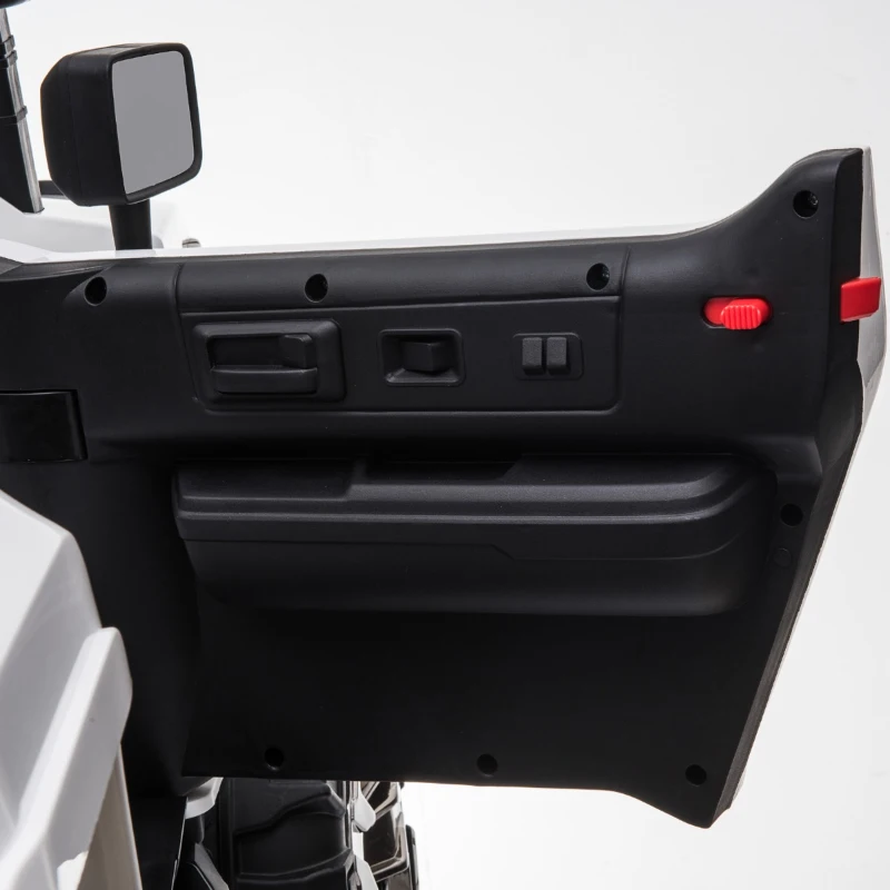 Aosom 12V Ride On Car 2- Seat Police Truck w/ Remote Control & 3 Speeds & LED Light Bar and Audio Input - White