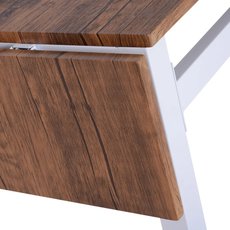 HomCom 5 Piece Drop Leaf Counter Height Dining Table and Chairs Set - Walnut / White