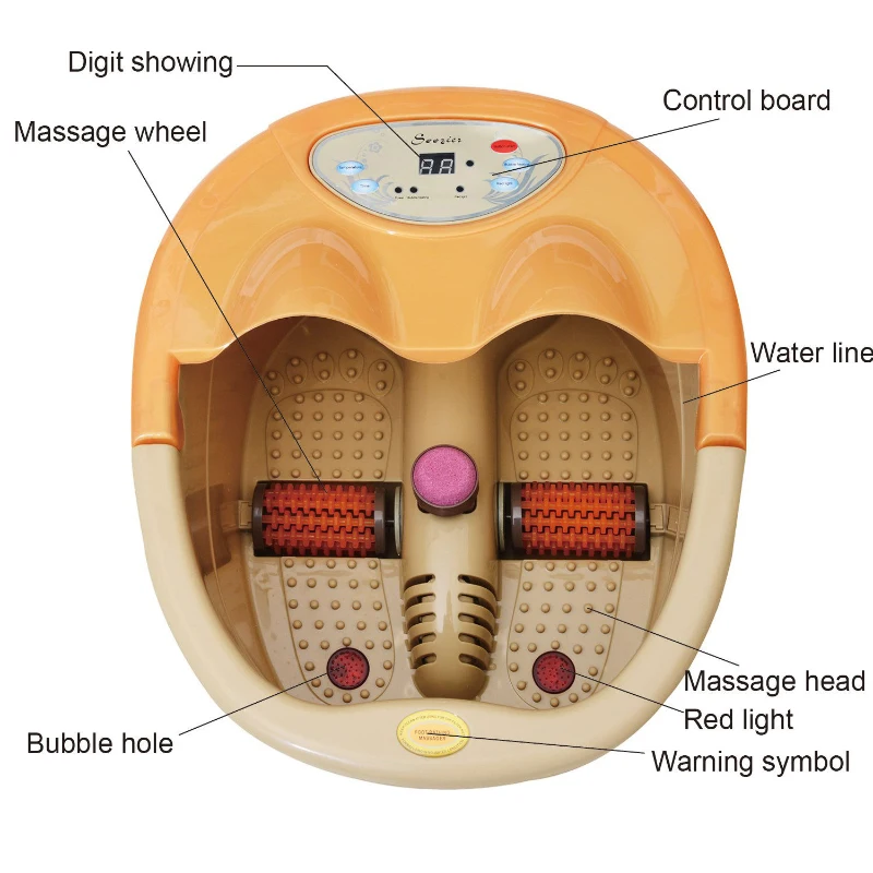 Soozier 8.5 Liter Bubbling Heated Manual Dual Foot Massager Bath With Timer
