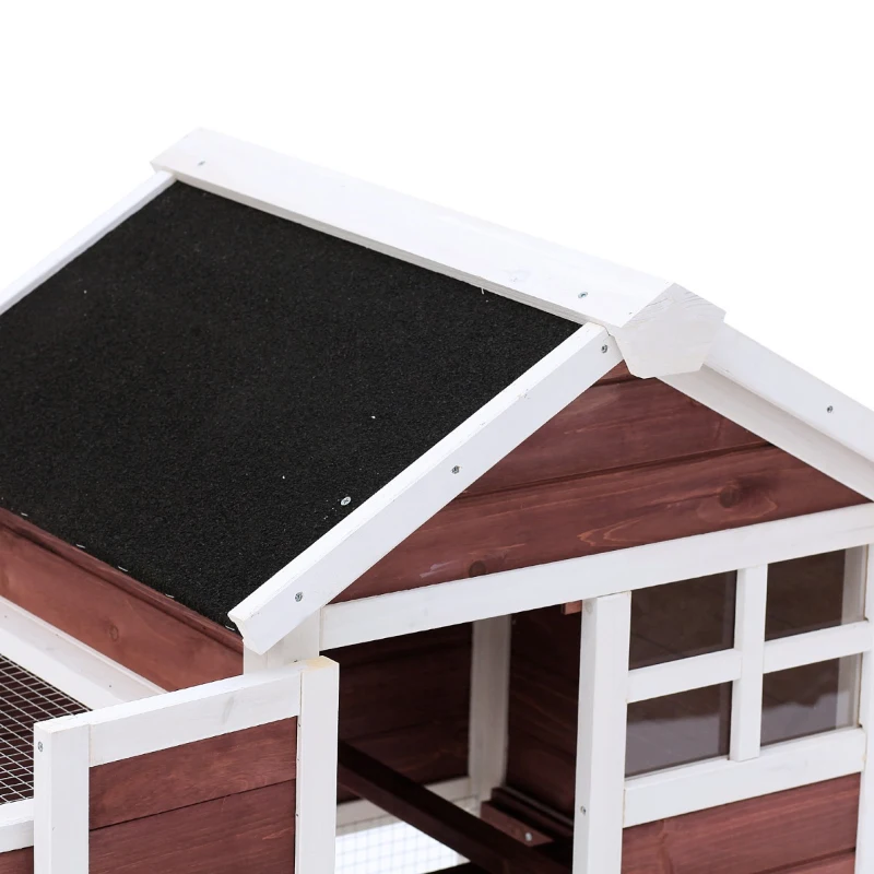 PawHut 48" Wooden Rabbit Hutch Bunny Cage Pet House w/Ladder and Outdoor Run