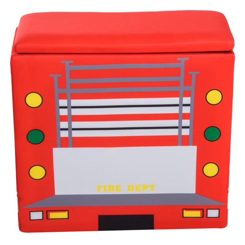 Qaba Kid's Sofa Chair Fire Truck Shape Storage Box 17" Multi Spandex Storage Sofa Chair - Fire Engine