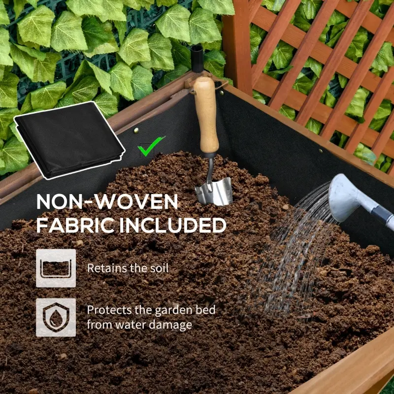 Outsunny Wood Raised Garden Bed with Sunshade Canopy, Planting Box,  Outdoor Vegetable Flower Container, Orange and Black