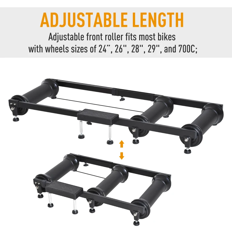 Soozier Bike Roller Adjustable Trainer Indoor Fitness Cycling Parabolic Roller Bike Trainer Portable Bike Exercise - Black