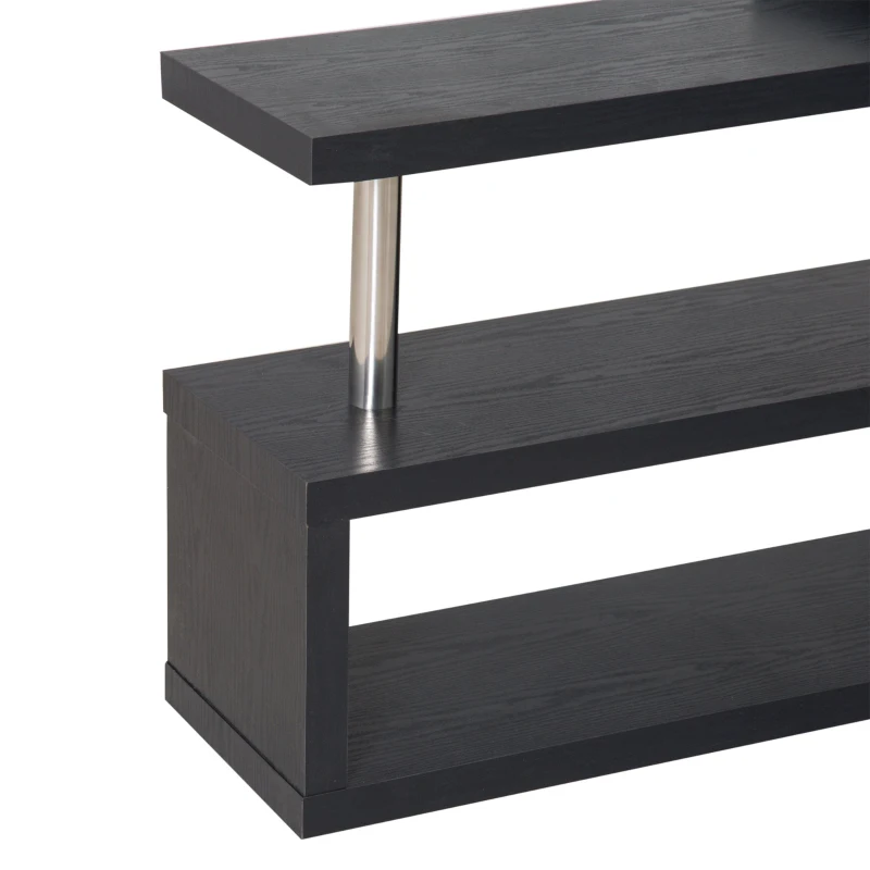 HomCom Foldable Convertible Rotating Office Desk Shelf Combo Writing Table - Black