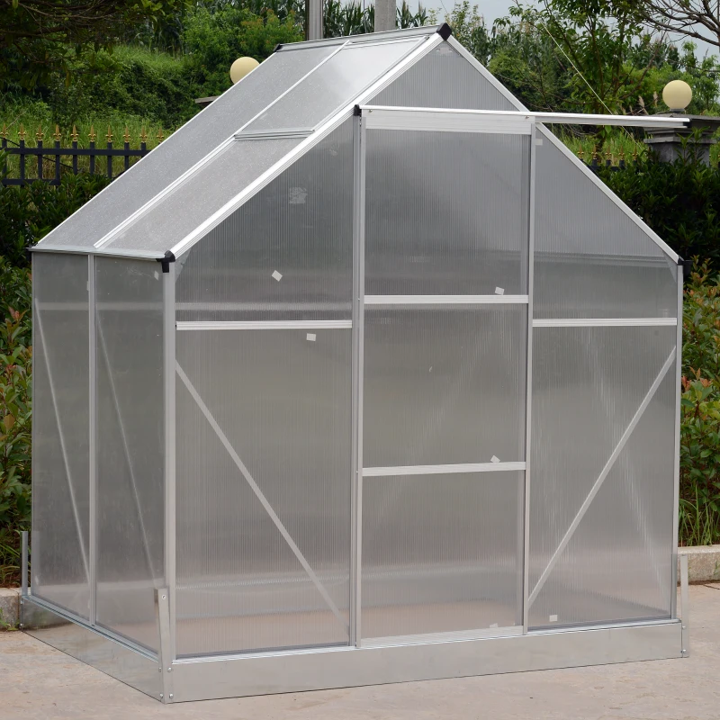 Outsunny Aluminum 4.25' L x 6.25'W x 7.2'H Polycarbonate Portable Walk-In Garden Greenhouse