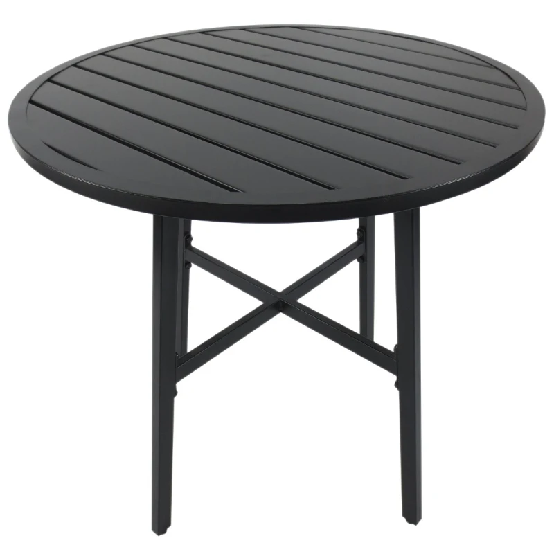 Outsunny Metal 3 Piece Outdoor Patio Round Bistro Table Dining Set - Black