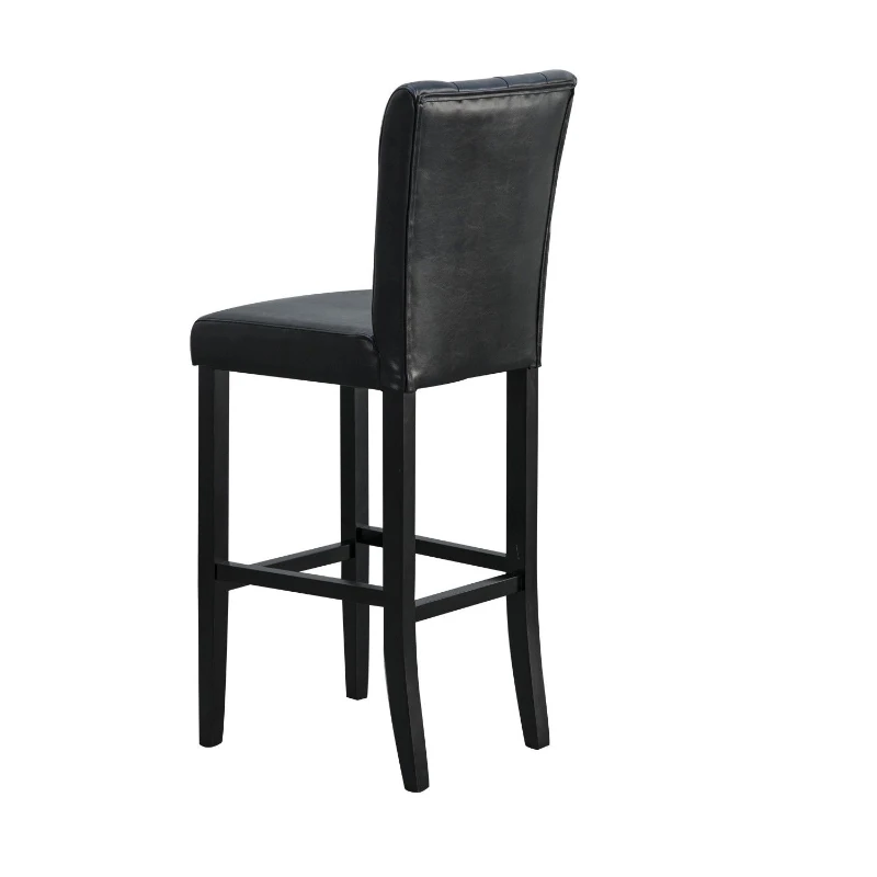 HomCom 42" Modern Bar Height Faux Leather Tall Dining Chair Stool - Black