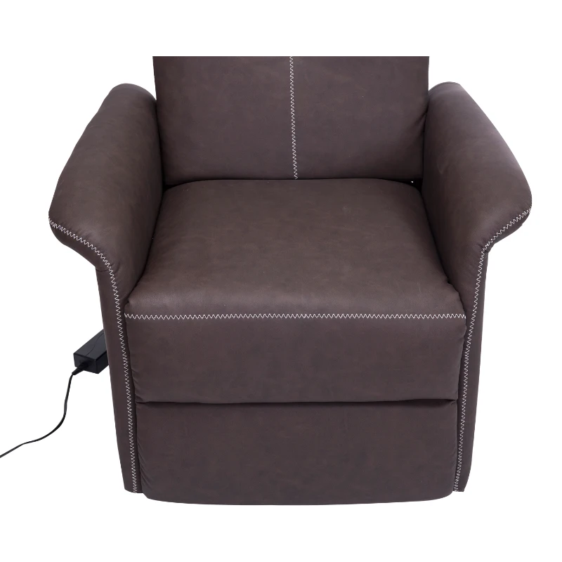 HomCom Faux Leather Three Position Lift Chair Recliner With Remote - Brown