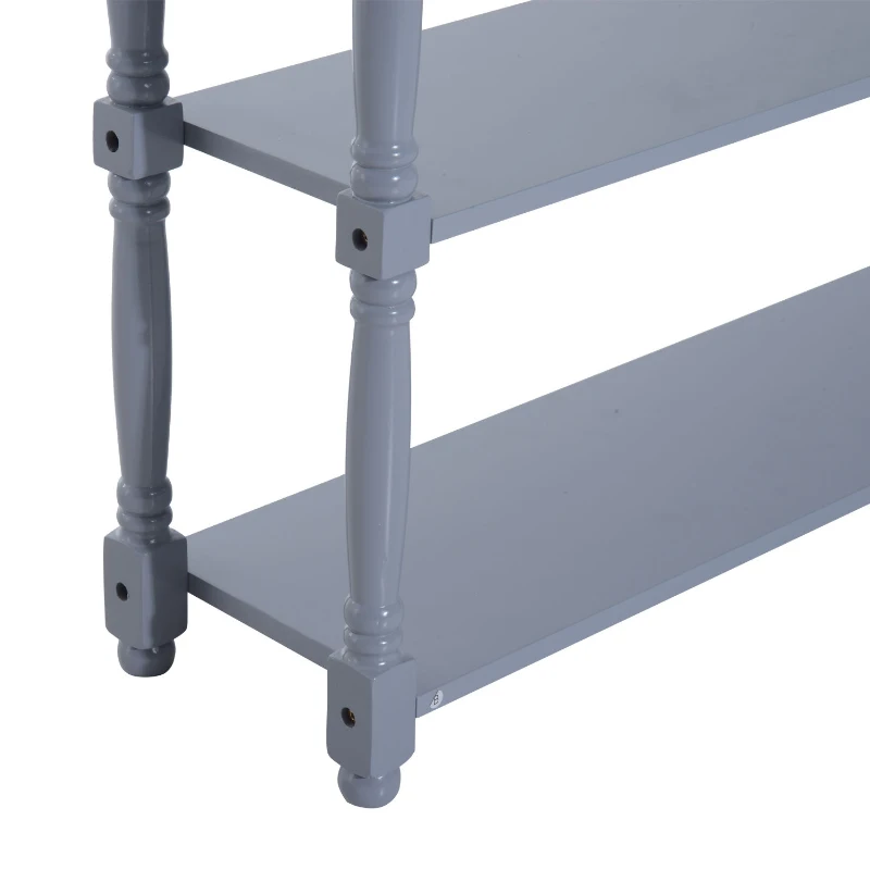 HomCom 40"W Modern Country Pine 3 Tier Wooden Entryway Console Table - Grey