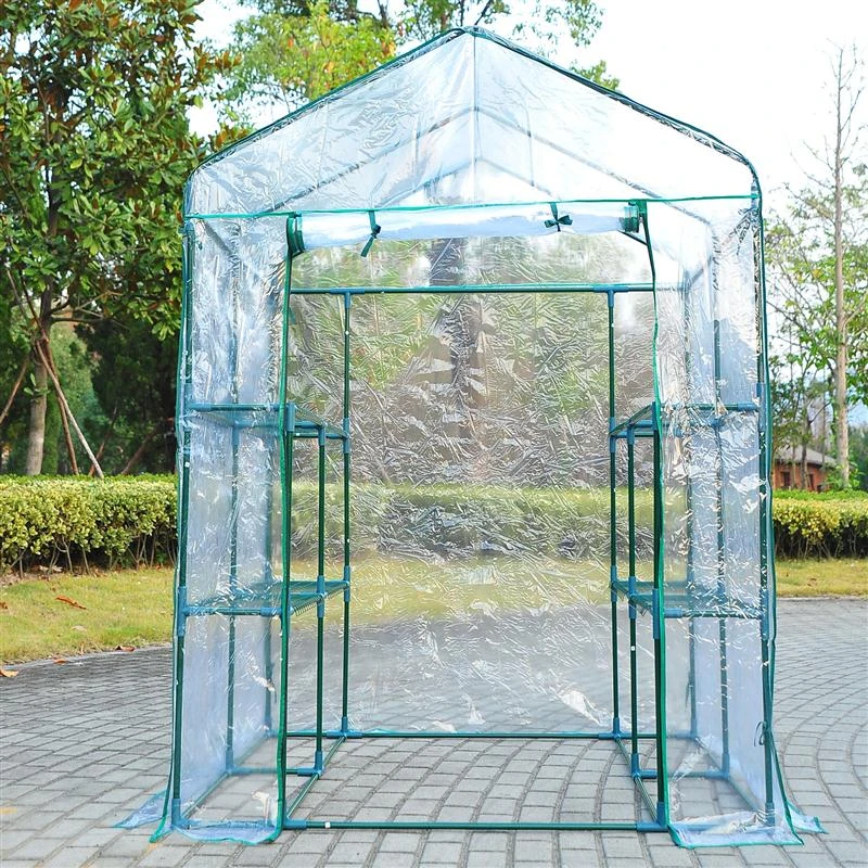 Outsunny 5' x 5' x 6' 3-Tier 8 Shelf Outdoor Portable Hobby Greenhouse Walk-In Garden Greenhouse Kit with Cover