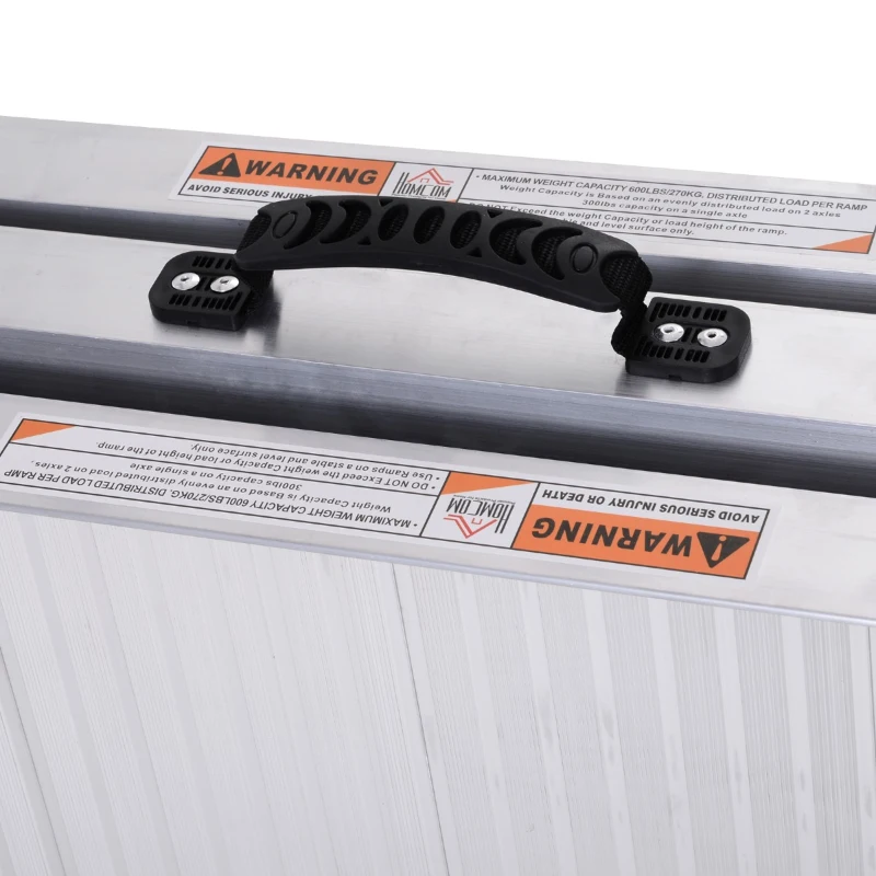 HomCom Small Portable Tri-Fold Lightweight Aluminum Stair Doorway Entry Disability Ramp - Silver