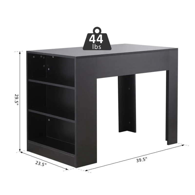 HomCom 40" Space Saving Modern Home Office Computer Desk Bookshelf Combo - Black