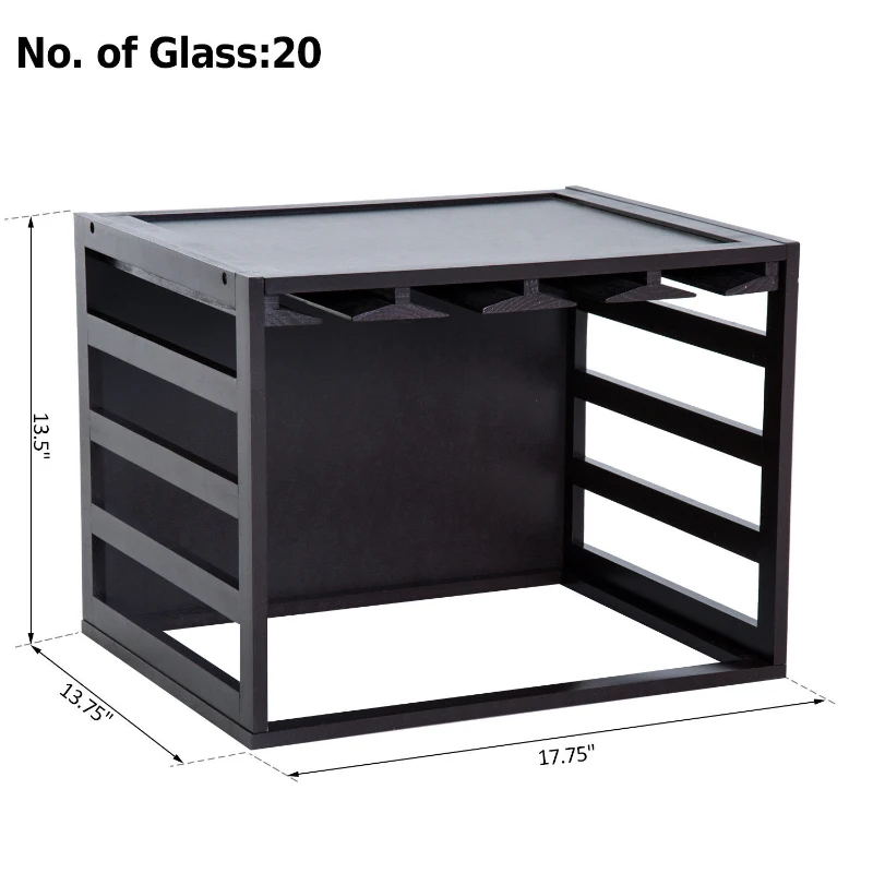 HomCom Modern Wood Tabletop Stemware Rack - Holds 20 Wine Glasses