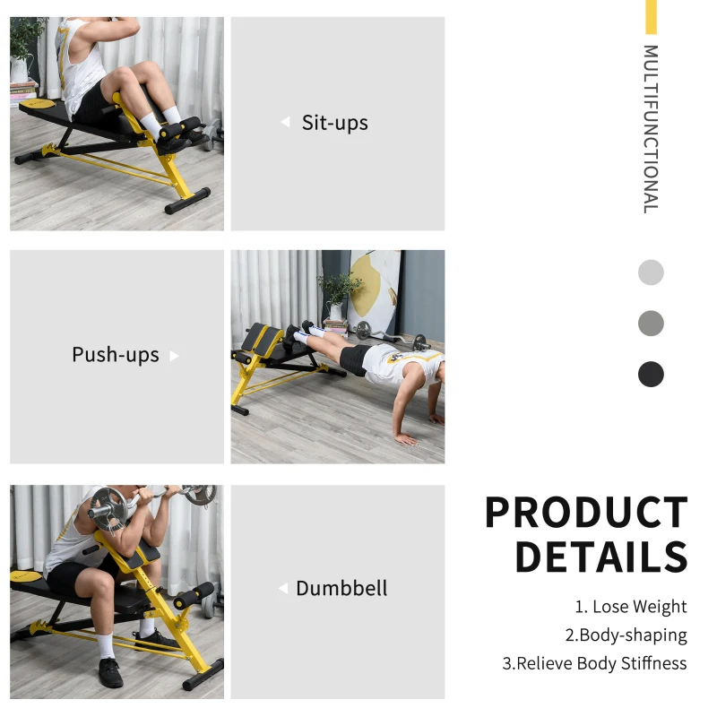 Soozier Folding Adjustable Hyper Extension Bench Dumbbell Weight Ab Multifunction Workout Press