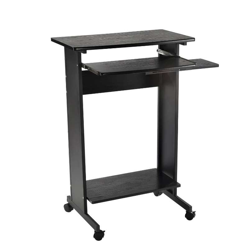 HomCom 30" Mobile Rolling Computer Workstation Standing Desk with Keyboard Shelf