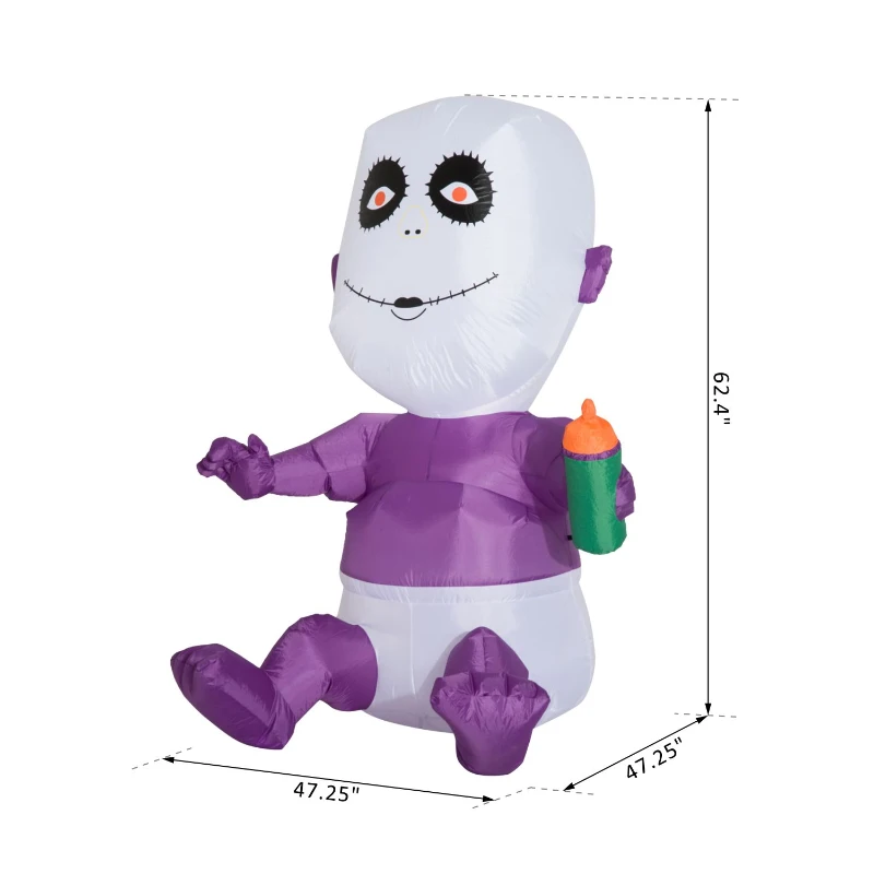 HomCom 5’ Outdoor Inflatable Inflatable Halloween Decoration - Spooky Baby with Bottle