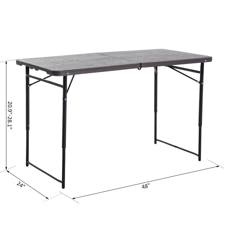 Open Box Outsunny Folding Lightweight Rectangle Picnic Desk Outdoor Height- Adjustable Camping Table