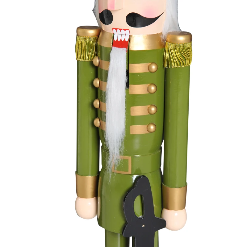 HomCom 42" Wooden Traditional Nutcracker Soldier Figure with Sword - Green