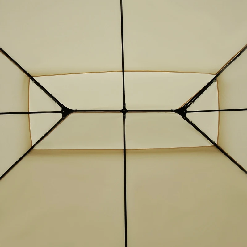 Outsunny 13" x 10" Outdoor Patio Gazebo 2-Tier Roof Pavilion Canopy Tent Steel with Curtains - Cream