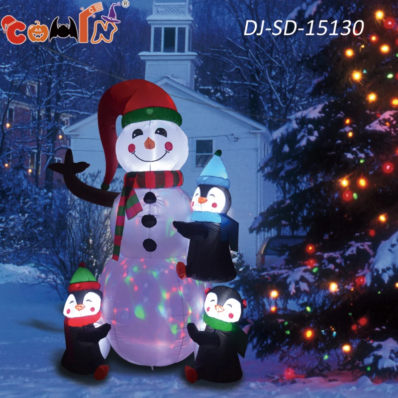 COMIN 6 Foot Tall Inflatable Snowman & Penguins Inflatable Christmas Yard Decoration