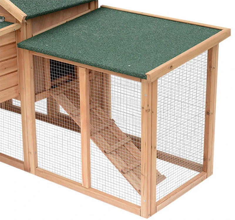 PawHut 80" Large Wooden Chicken Coop Backyard Hen Cage House Poultry w/ Nesting Box Run - Brown