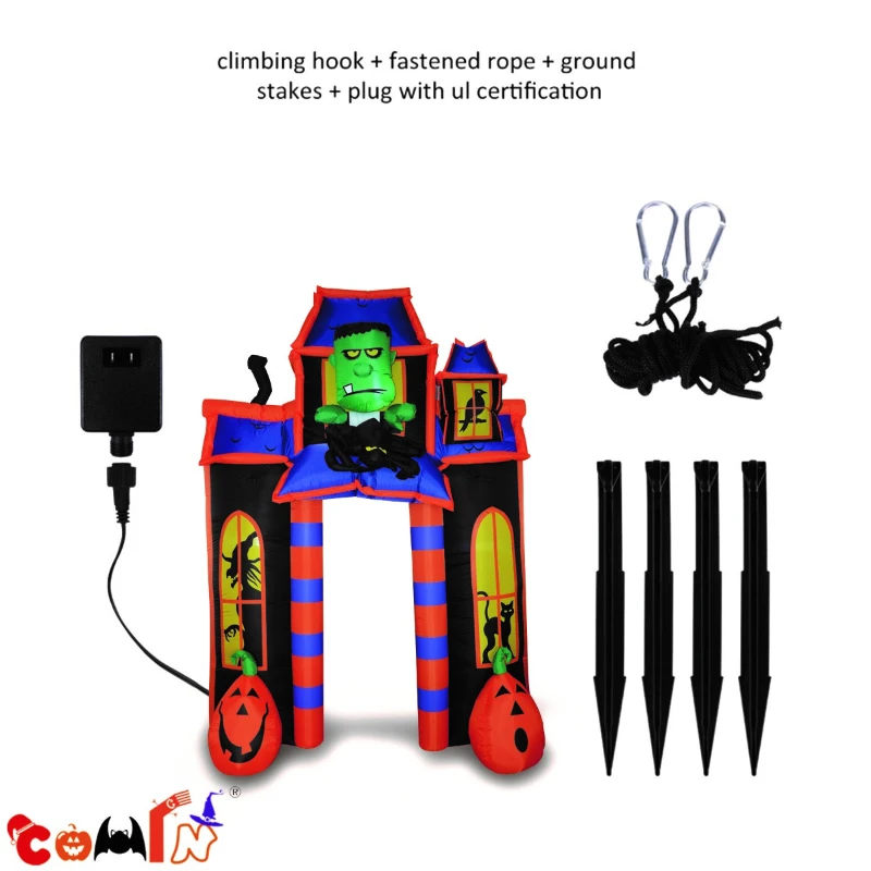 COMIN Halloween Yard Decorations 10 Foot Tall Frankenstein & Pumpkin Inflatable Arch