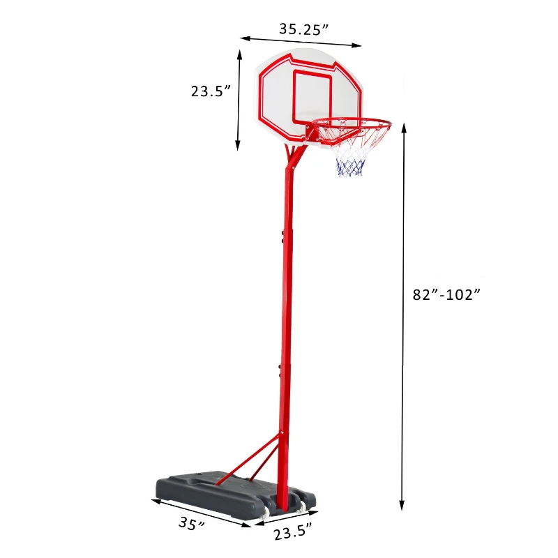 Aosom 10' Height Adjustable Portable Basketball Hoop System with 35" Heavy Duty Backboard