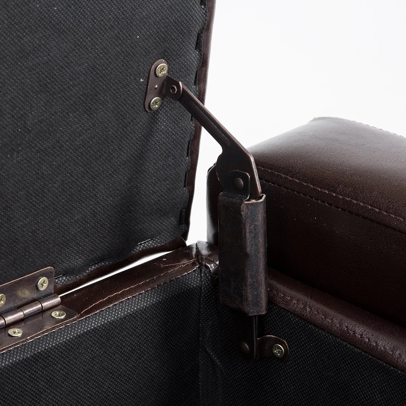 HOMCOM 42” Faux Leather Storage Ottoman Bench Organizer Chest Rectangular Footstool with Hinged Lid - Rich Coffee Brown