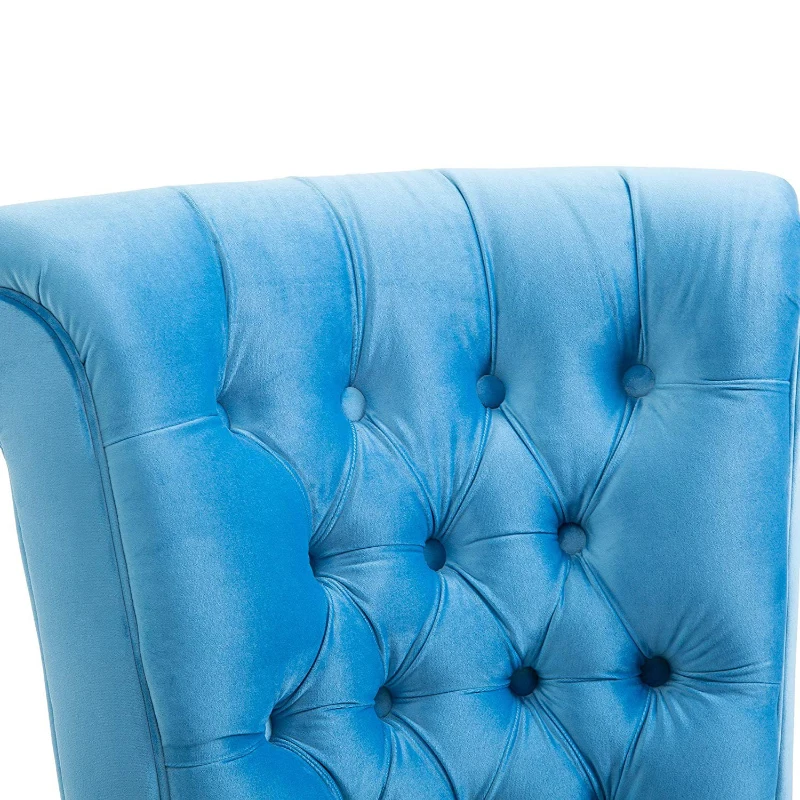 HomCom Elegant Royal High Back Velveteen Tufted Accent Chair, Blue