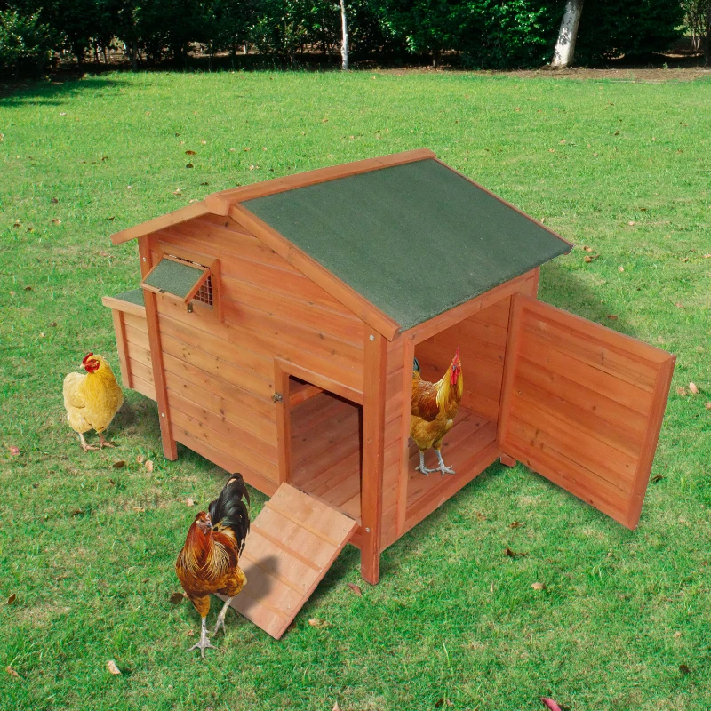 Pawhut Portable Wooden Chicken Coop With Nesting Box and Roost