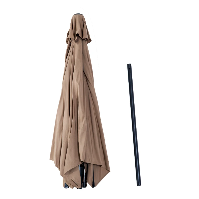 Outsunny 10’ Aluminum Outdoor Patio Umbrella with Tilt and Crank – Latte Brown