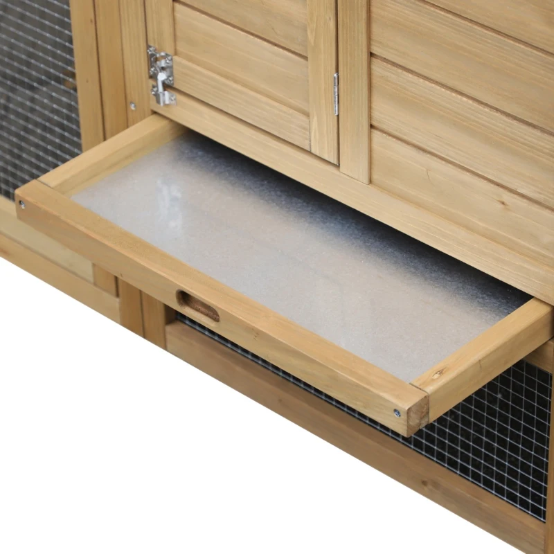 PawHut 59" Wooden Outdoor Hen House Small Animal Livestock Cage Enclosure with Run
