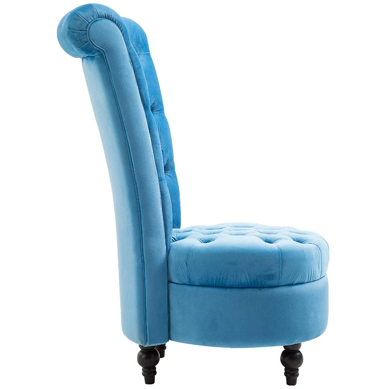 HomCom Elegant Royal High Back Velveteen Tufted Accent Chair, Blue