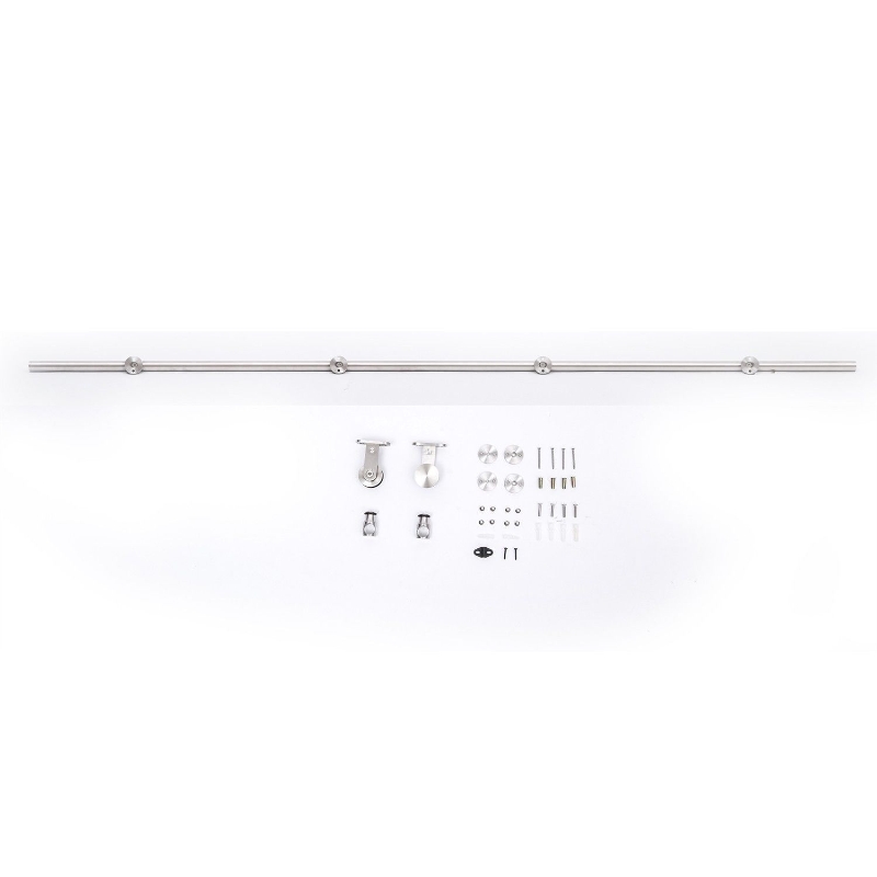 HomCom 6.5' Modern Interior Sliding Barn Door Hardware Kit - Stainless Steel