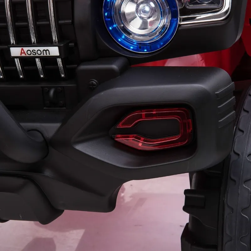 Aosom 12V Ride On Car 2- Seat SUV Truck w/ Remote Control & 3 Speeds & LED Light Bar and Audio Input - Red