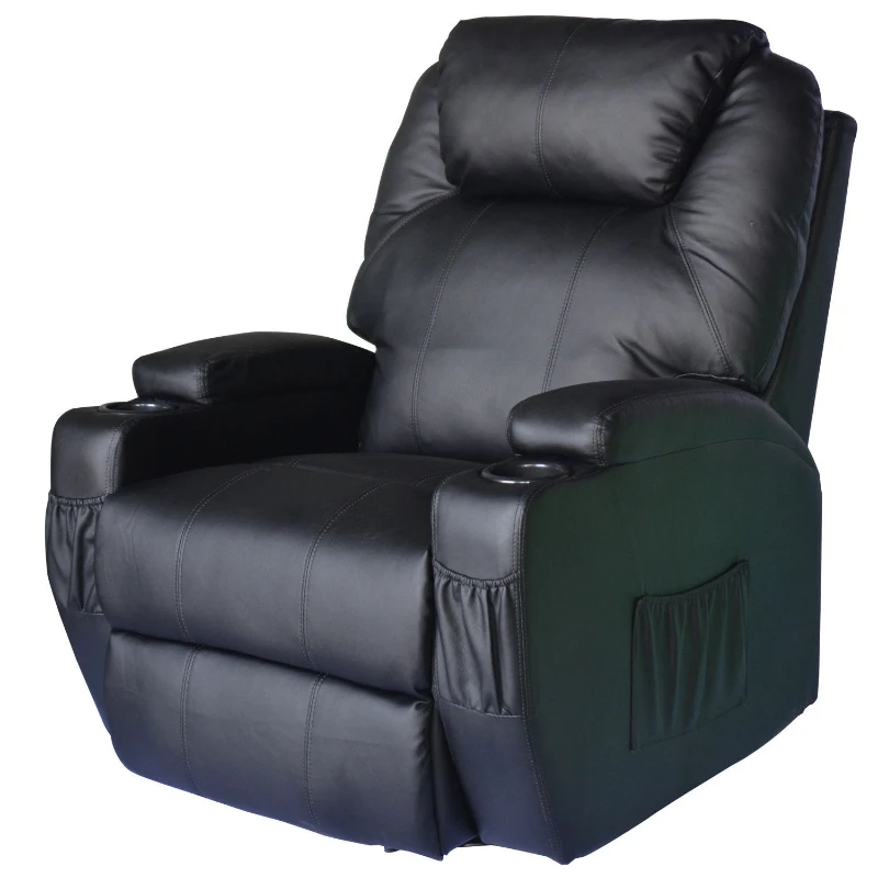 HOMCOM Faux Leather Heated Massage Recliner Chair with Remote - Black