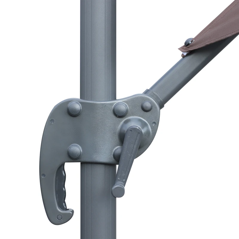 Outsunny 10' Hanging Tilt Offset Cantilever Patio Umbrella with 6-Level Adjustable Angle, Base Stand, UV Fighting Canopy, & 360° Rotation, Coffee
