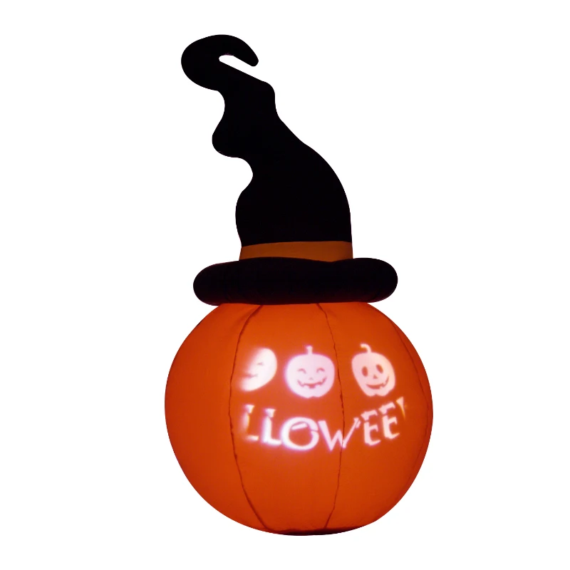 HomCom 69” Tall Halloween LED Lighted Pumpkin with Hat Outdoor Decor