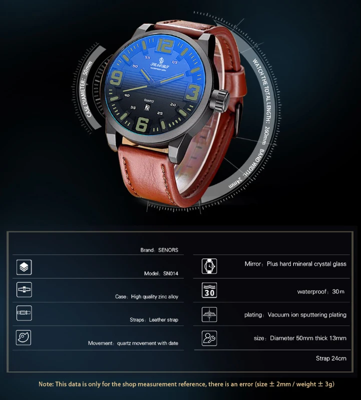 Senors Men Business Casual Watch Males Fashion Brown Leather Strap Wristwatch Quartz-Watch Relojes Casual Hombres 014--green dial plate