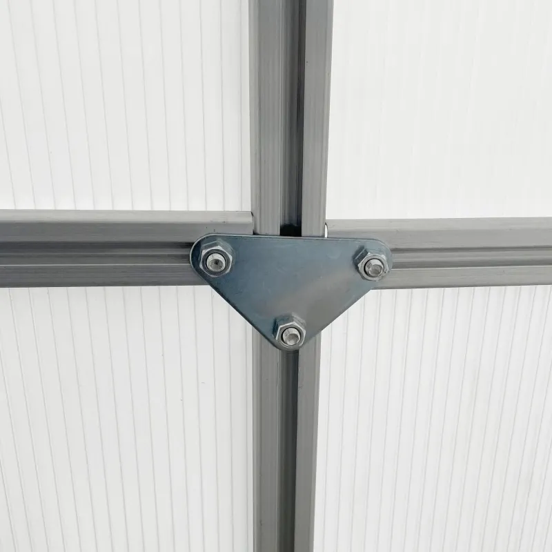 Outsunny 8' x 6' Aluminum Outdoor Greenhouse, Polycarbonate Walk-in Garden Greenhouse Kit with Adjustable Roof Vent, Rain Gutter and Sliding Door for Winter, Silver