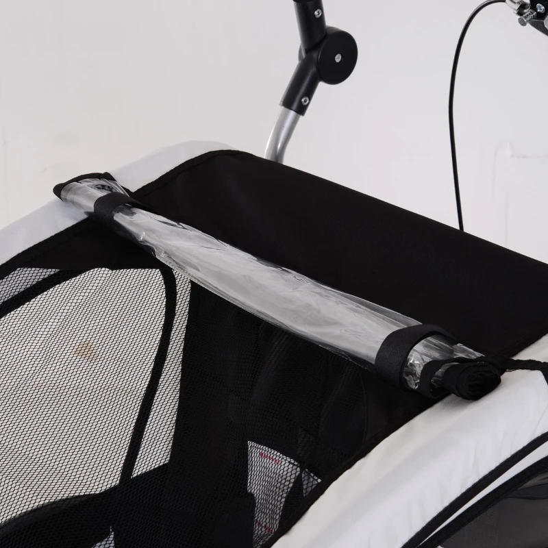 Aosom Elite Double Baby Bike Trailer Stroller Child Bicycle Jogger Swivel Wheel - Black and White