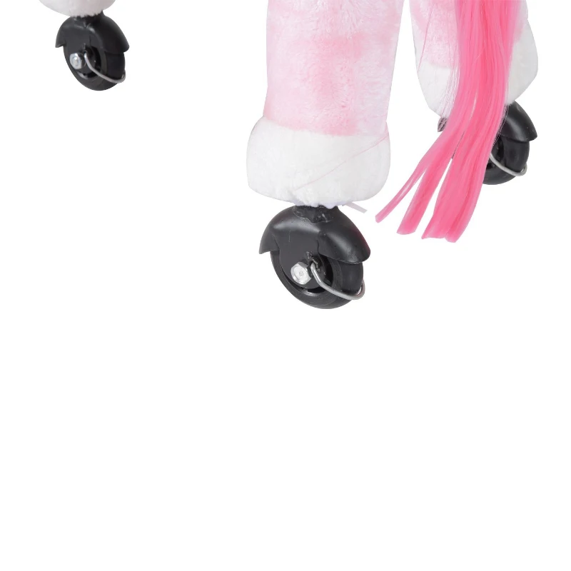 Qaba Children’s Soft Plush Mechanical Toy Riding Horse with Forward Walking Motion - Pink