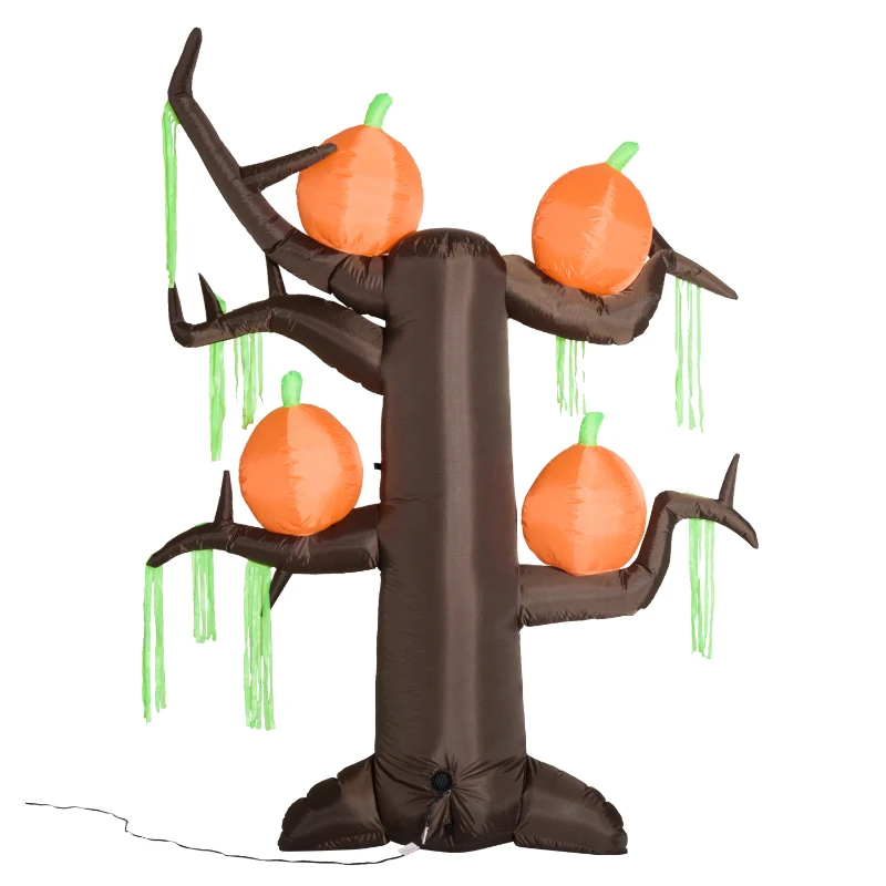HomCom 8' Tall Outdoor Lighted Inflatable Inflatable Halloween Decoration - Haunted Tree with Jack-O-Lanterns